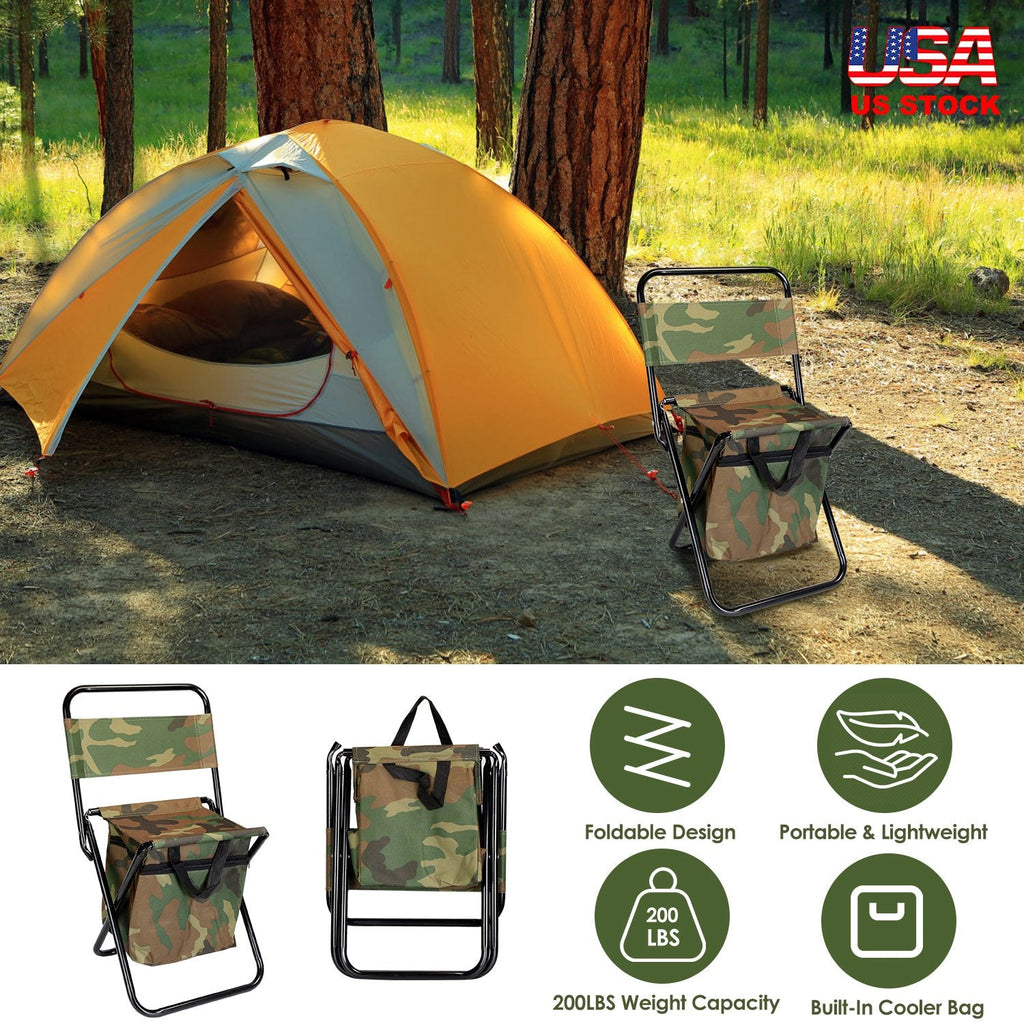 Foldable Fishing Chair With Backrest Built-In Cooler Bag Portable Handle Outdoor Lightweight Fishing Stool For – view 5
