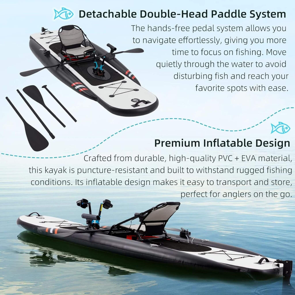 Premium 12FT Lightweight Inflatable Fishing Kayak With Pedal System (SAK15079) – view 10