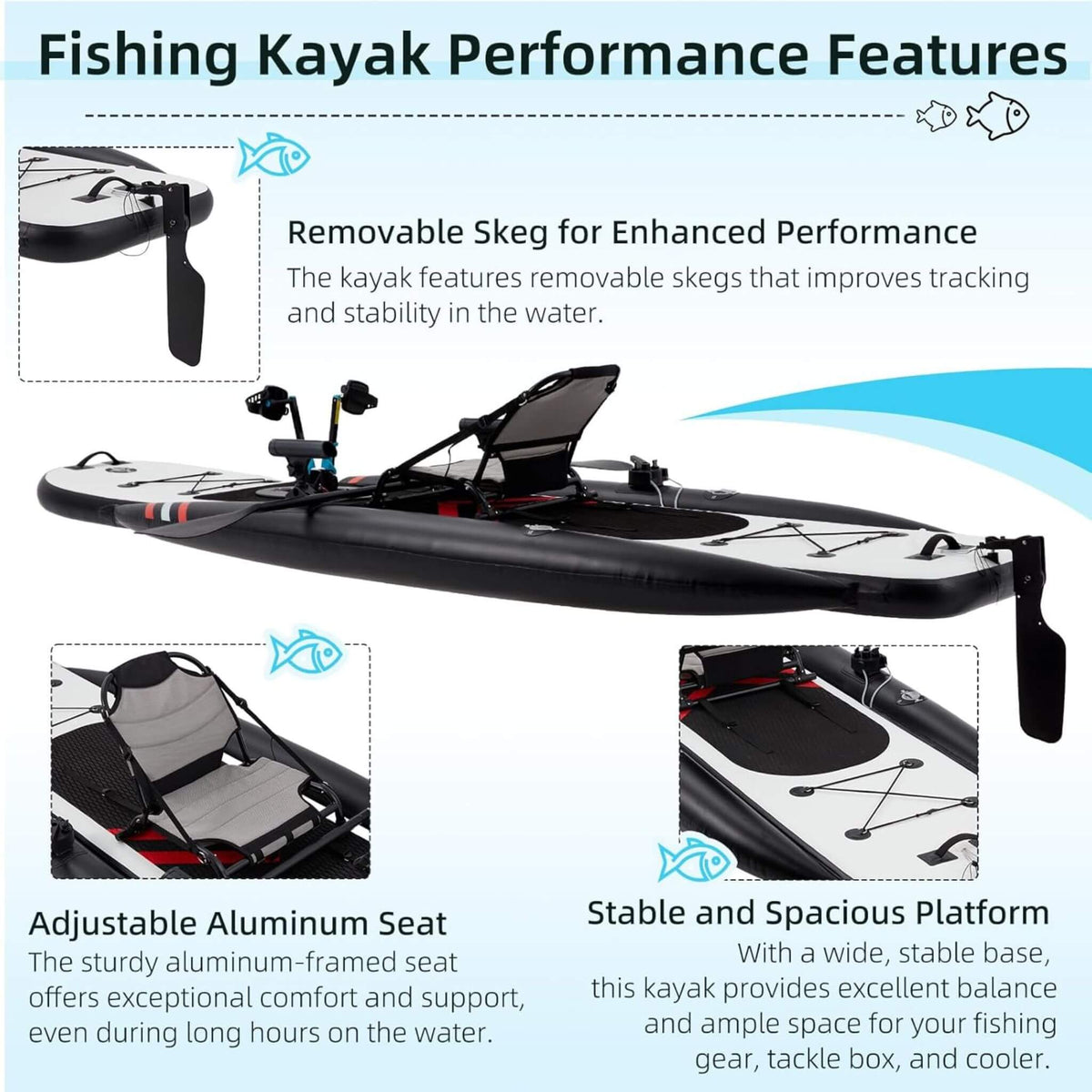 Premium 12FT Lightweight Inflatable Fishing Kayak With Pedal System (SAK15079) – view 4
