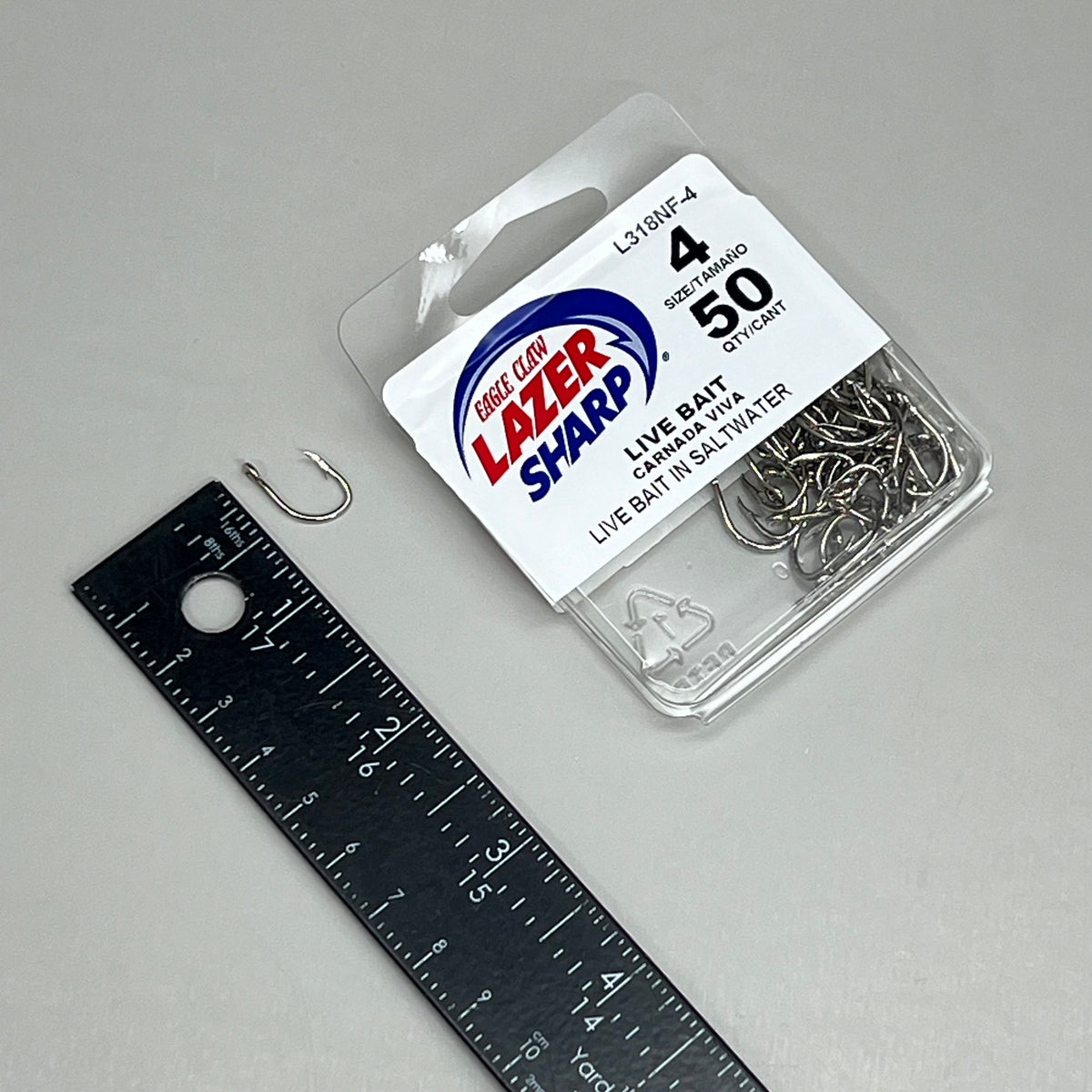 EAGLE CLAW Lazer Sharp Live Bait in Saltwater Fishing Hook #4 50pc L318NF-4 – view 5