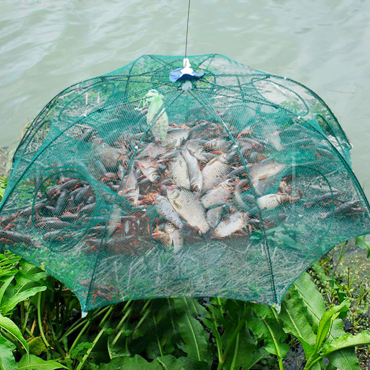 Strengthened 4-20 Holes Automatic Fishing Net Shrimp Cage Nylon Foldable Fish Trap Cast Net Cast Fold Crab Trap Fishing