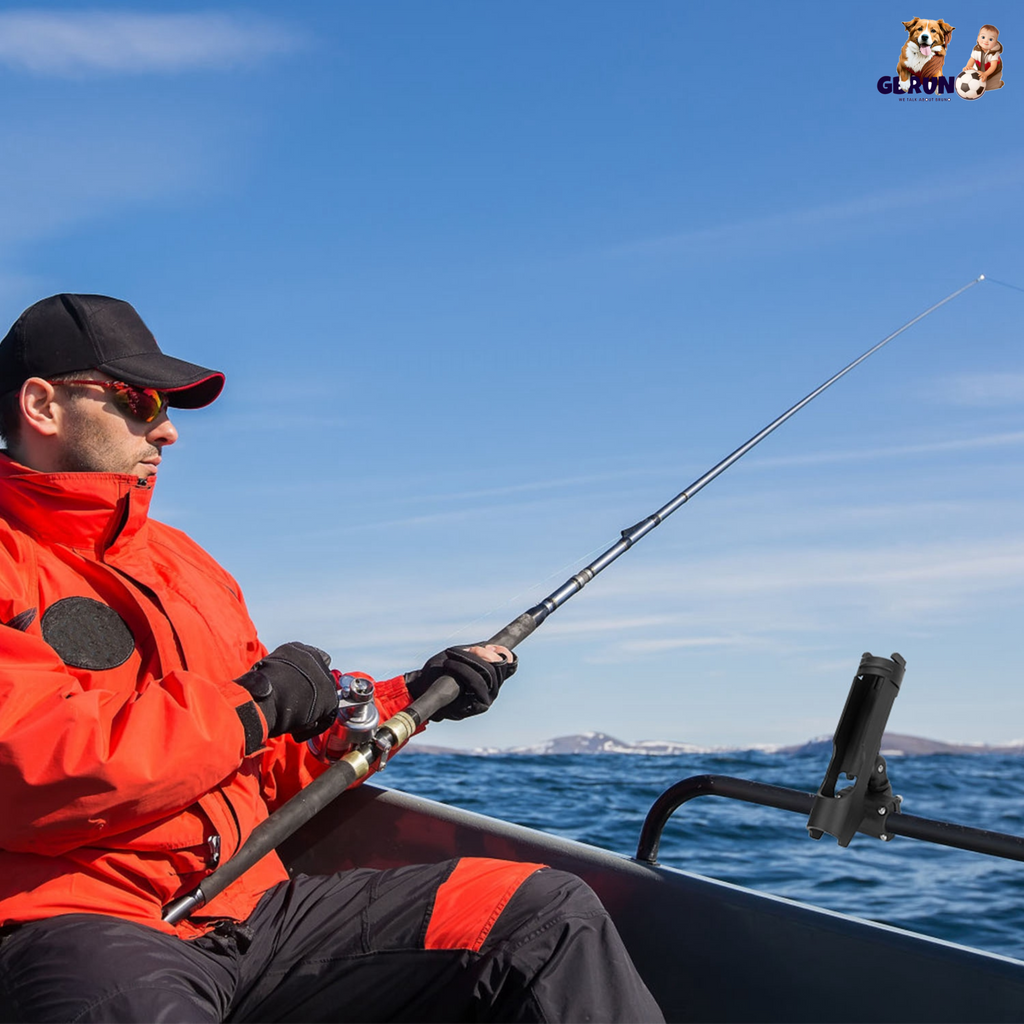 Boat Fishing Pole Rod Holder 360¡ Rotatable Kayak Side Rail Mount Adjustable Folding Rod Holder w/ Large Clamp