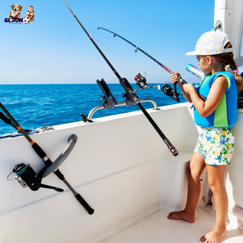 Boat Fishing Pole Rod Holder 360¡ Rotatable Kayak Side Rail Mount Adjustable Folding Rod Holder w/ Large Clamp
