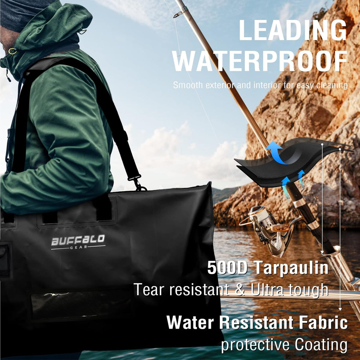 32'' Waterproof Fish Bag With Aerator Pocket for Live Bait – view 4