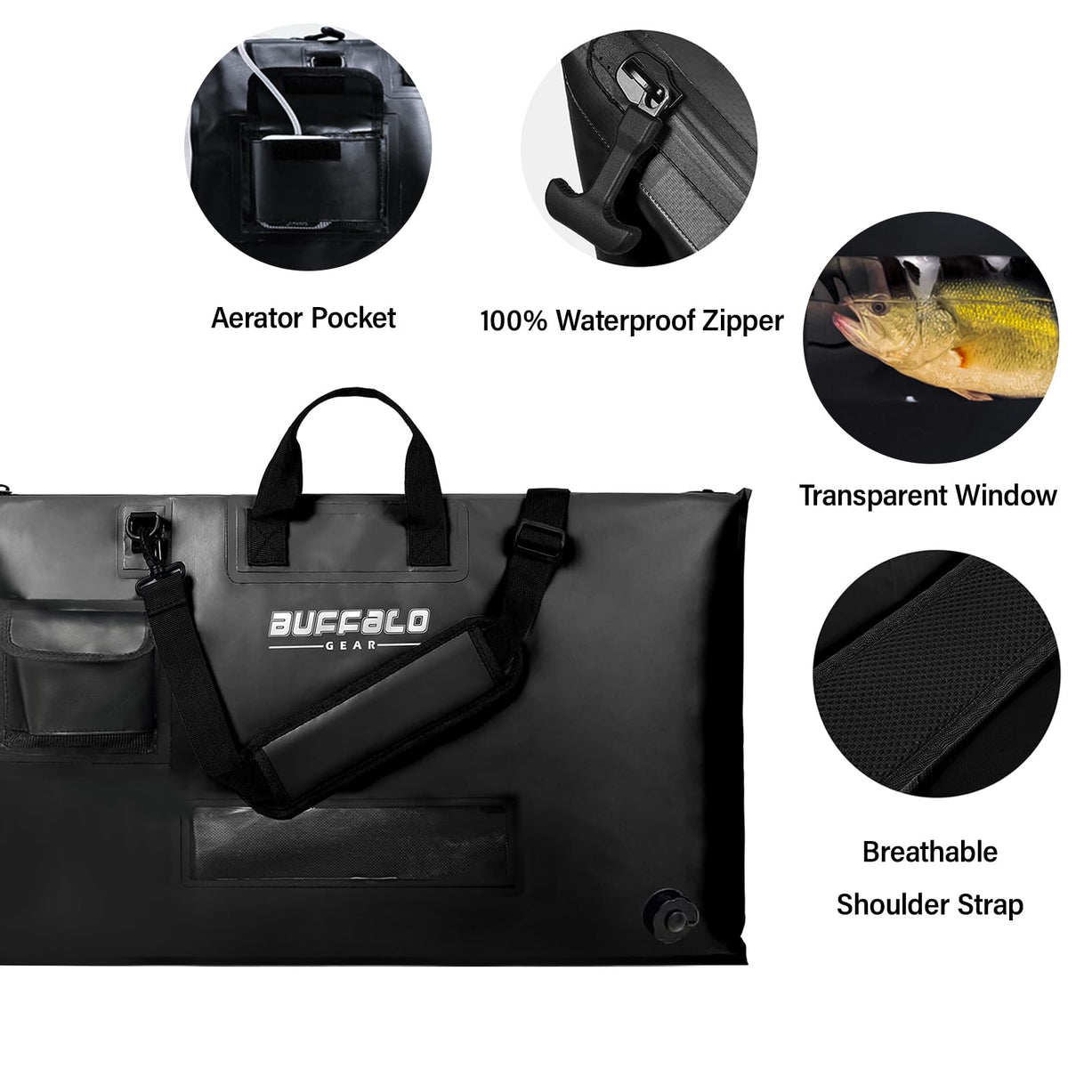 32'' Waterproof Fish Bag With Aerator Pocket for Live Bait – view 3