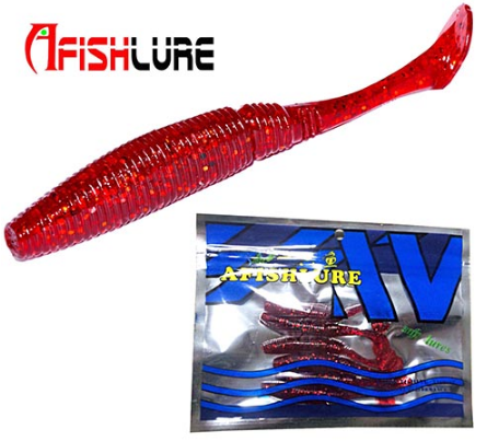 AFISHLURE 6pcs/lot T Tail Soft Worm 3.2g 75mm Paddle wobbler fishing lure for bass Fishing Bait Grub Swimbait – view 10