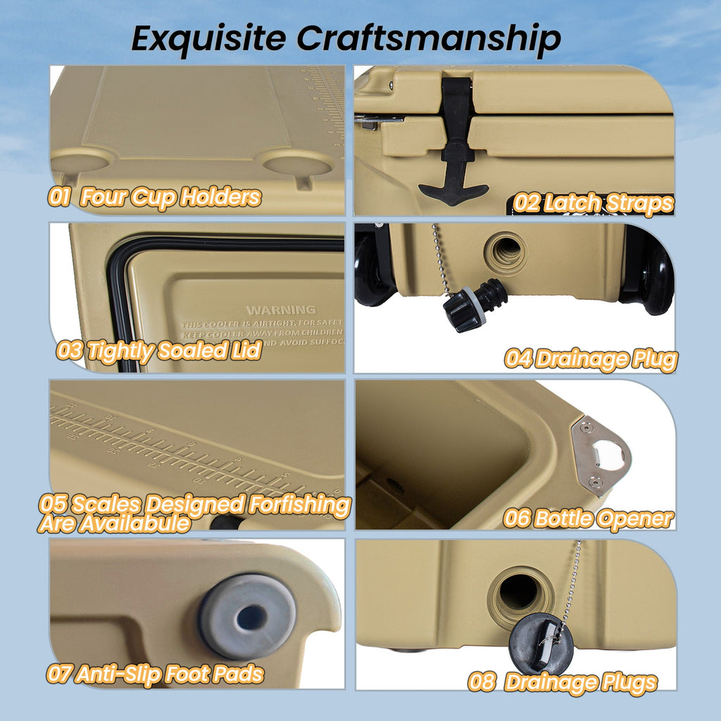 85 Quart Khaki Cooler – Bear-Resistant Rotomolded Ice Chest
