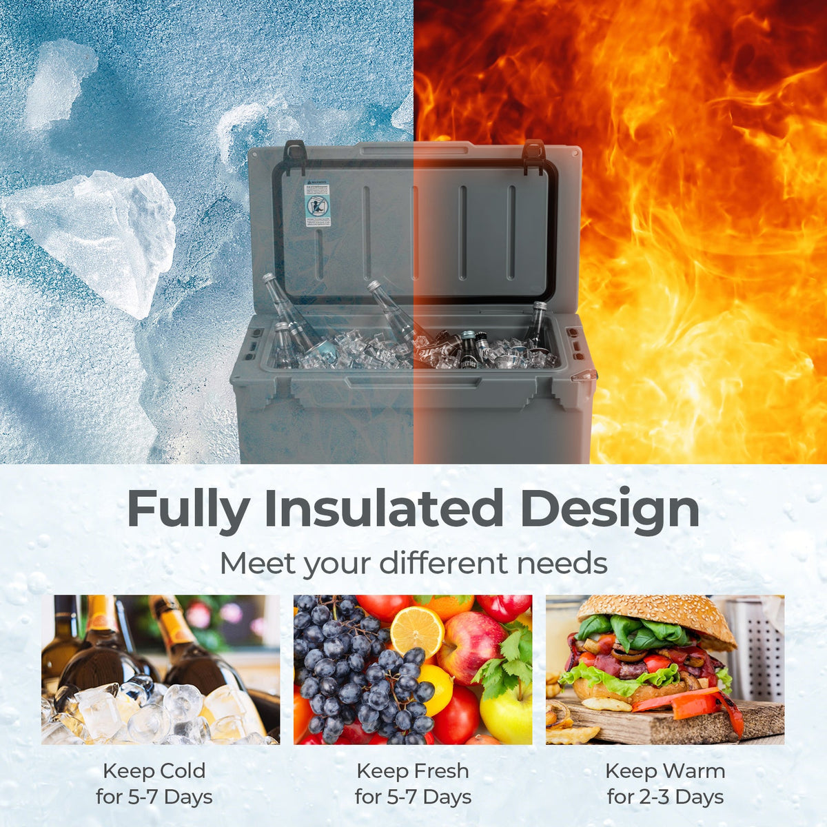 50 QT Rotomolded Cooler Insulated Portable Ice Chest with Integrated Cup Holders – view 6