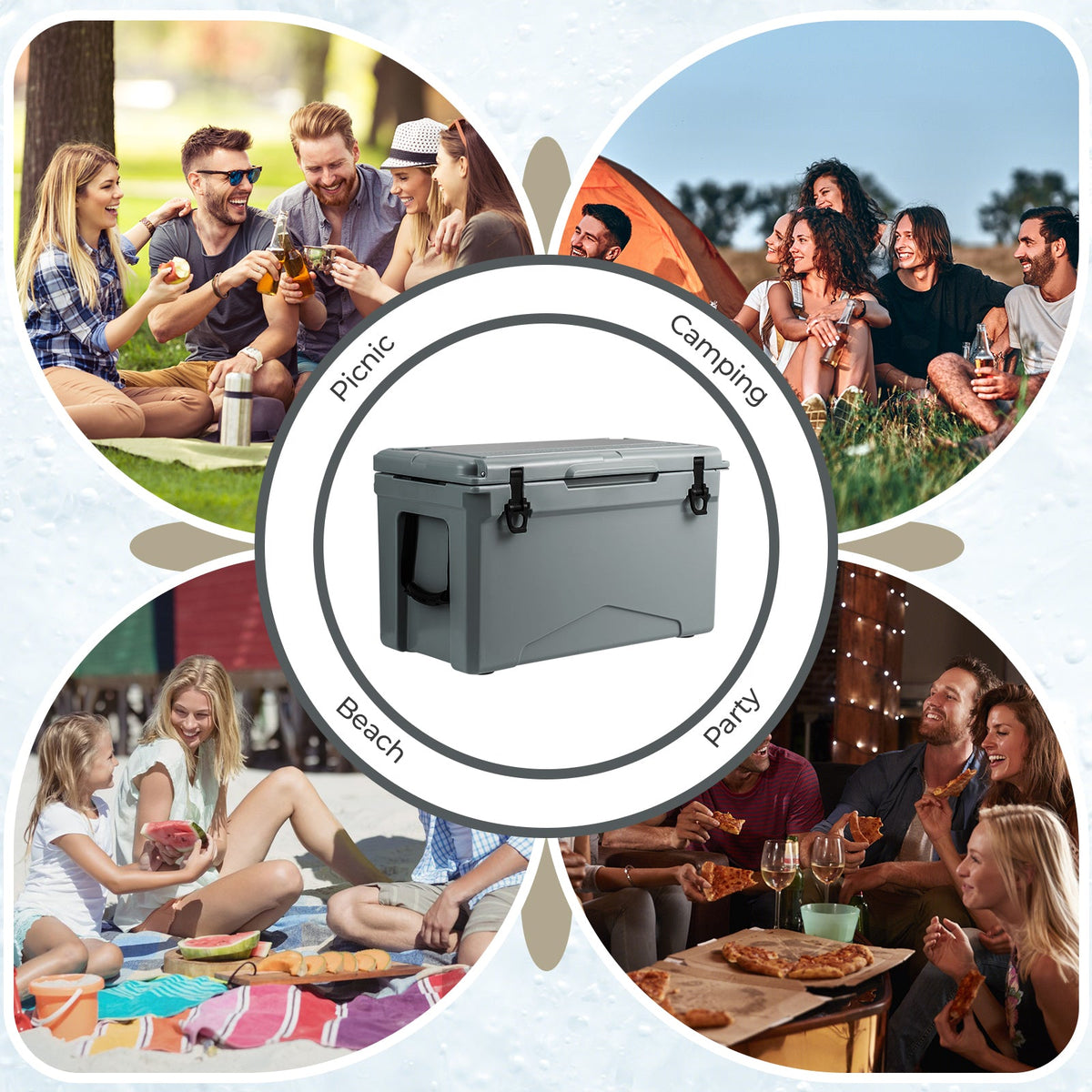 50 QT Rotomolded Cooler Insulated Portable Ice Chest with Integrated Cup Holders – view 8
