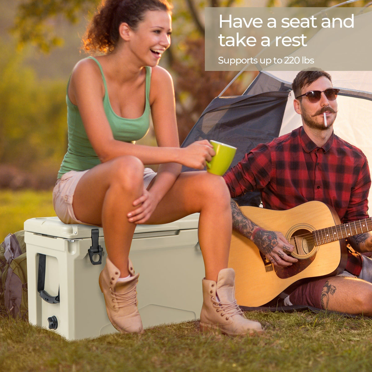 50 QT Rotomolded Cooler Insulated Portable Ice Chest with Integrated Cup Holders – view 10