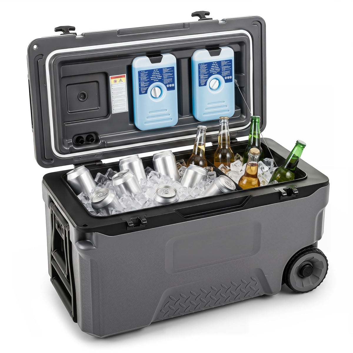 53 Quart Rolling Cooler with Wheels and Fish Ruler