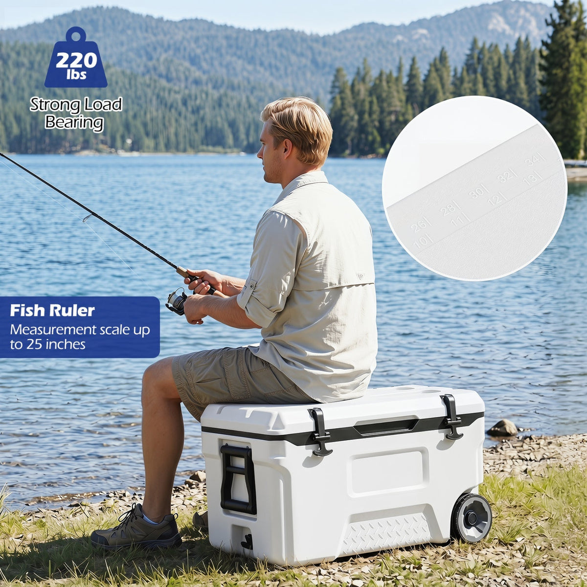 53 Quart Rolling Cooler with Wheels and Fish Ruler – view 5