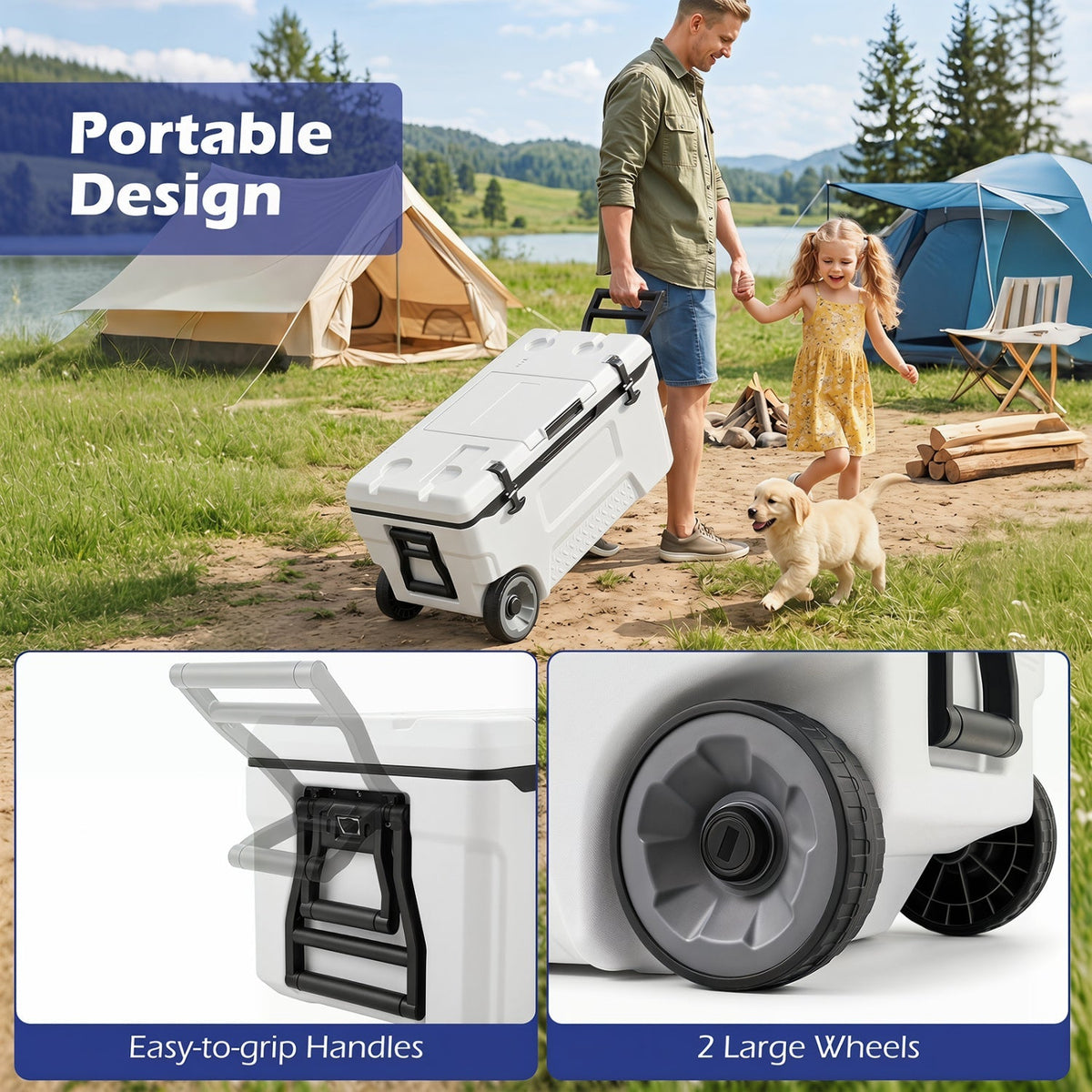 53 Quart Rolling Cooler with Wheels and Fish Ruler – view 8