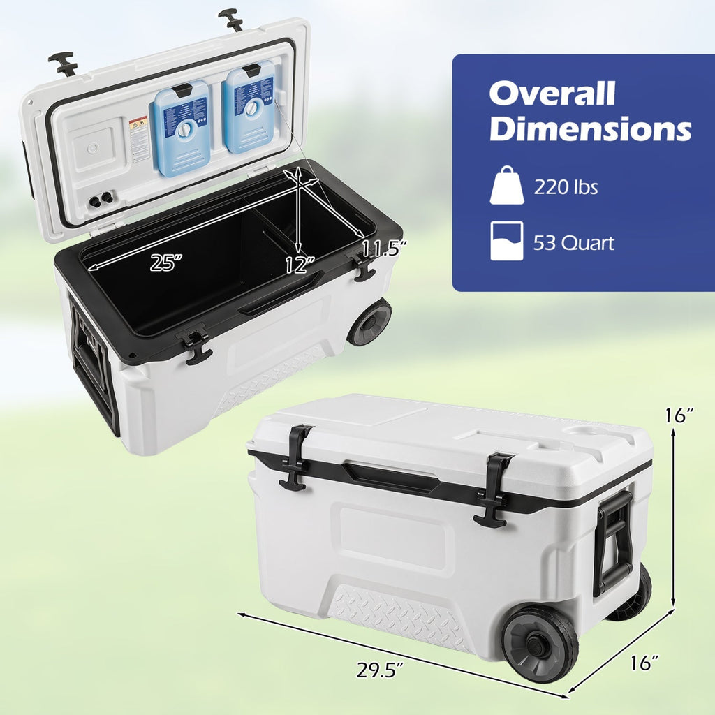 53 Quart Rolling Cooler with Wheels and Fish Ruler – view 4