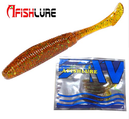 AFISHLURE 6pcs/lot T Tail Soft Worm 3.2g 75mm Paddle wobbler fishing lure for bass Fishing Bait Grub Swimbait – view 7