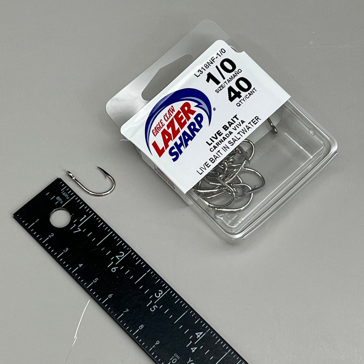 EAGLE CLAW (5 PACK)Lazer Sharp Live Bait in Saltwater Hooks #1/0 40pc L318NF-1/0 – view 5