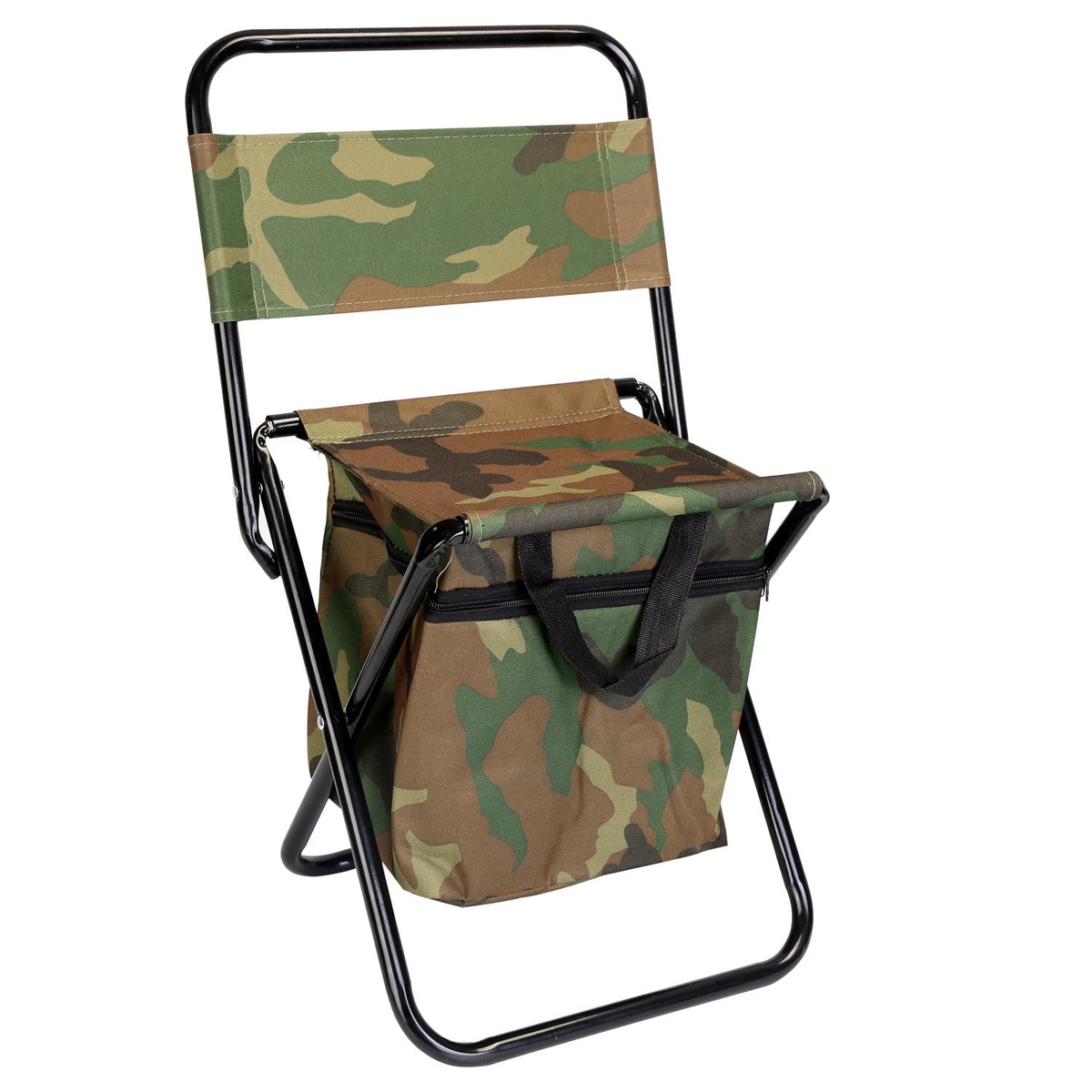 Foldable Fishing Chair With Backrest Built-In Cooler Bag Portable Handle Outdoor Lightweight Fishing Stool For Camping
