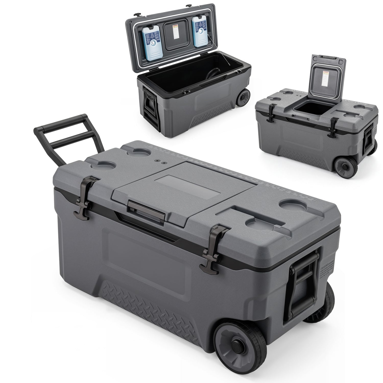 74 Quart Rolling Cooler with Wheels and Fish Ruler