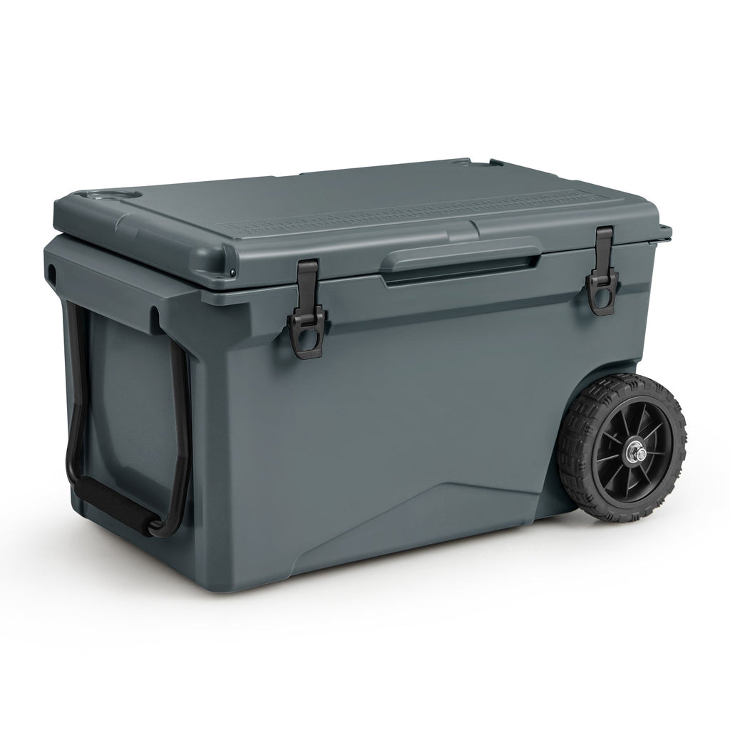 75 Quart Portable Cooler Rotomolded Ice Chest with Handles and Wheels