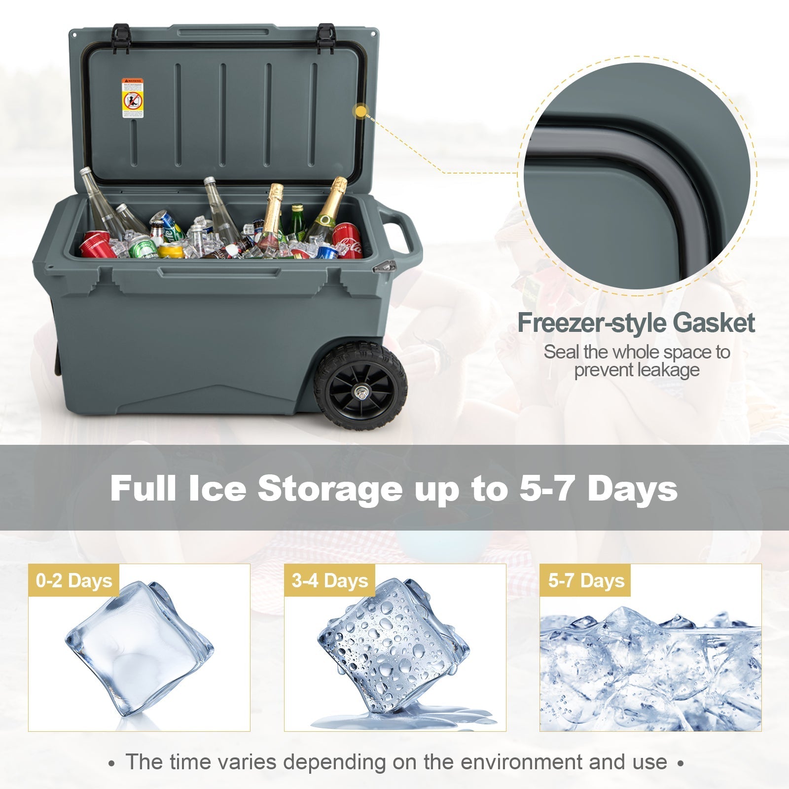 75 Quart Portable Cooler Rotomolded Ice Chest with Handles and Wheels