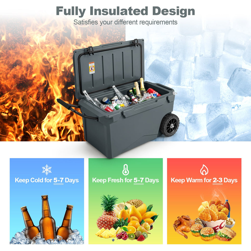 75 Quart Portable Cooler Rotomolded Ice Chest with Handles and Wheels