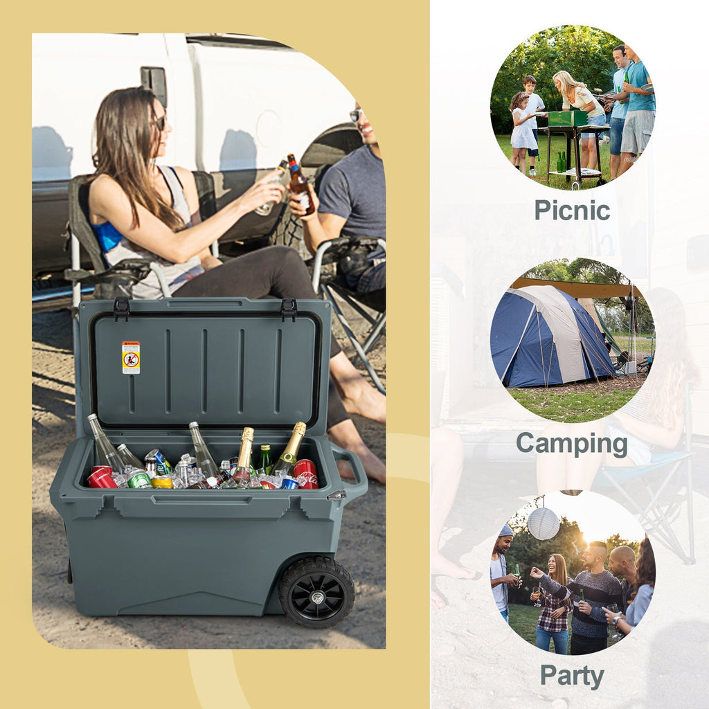 75 Quart Portable Cooler Rotomolded Ice Chest with Handles and Wheels