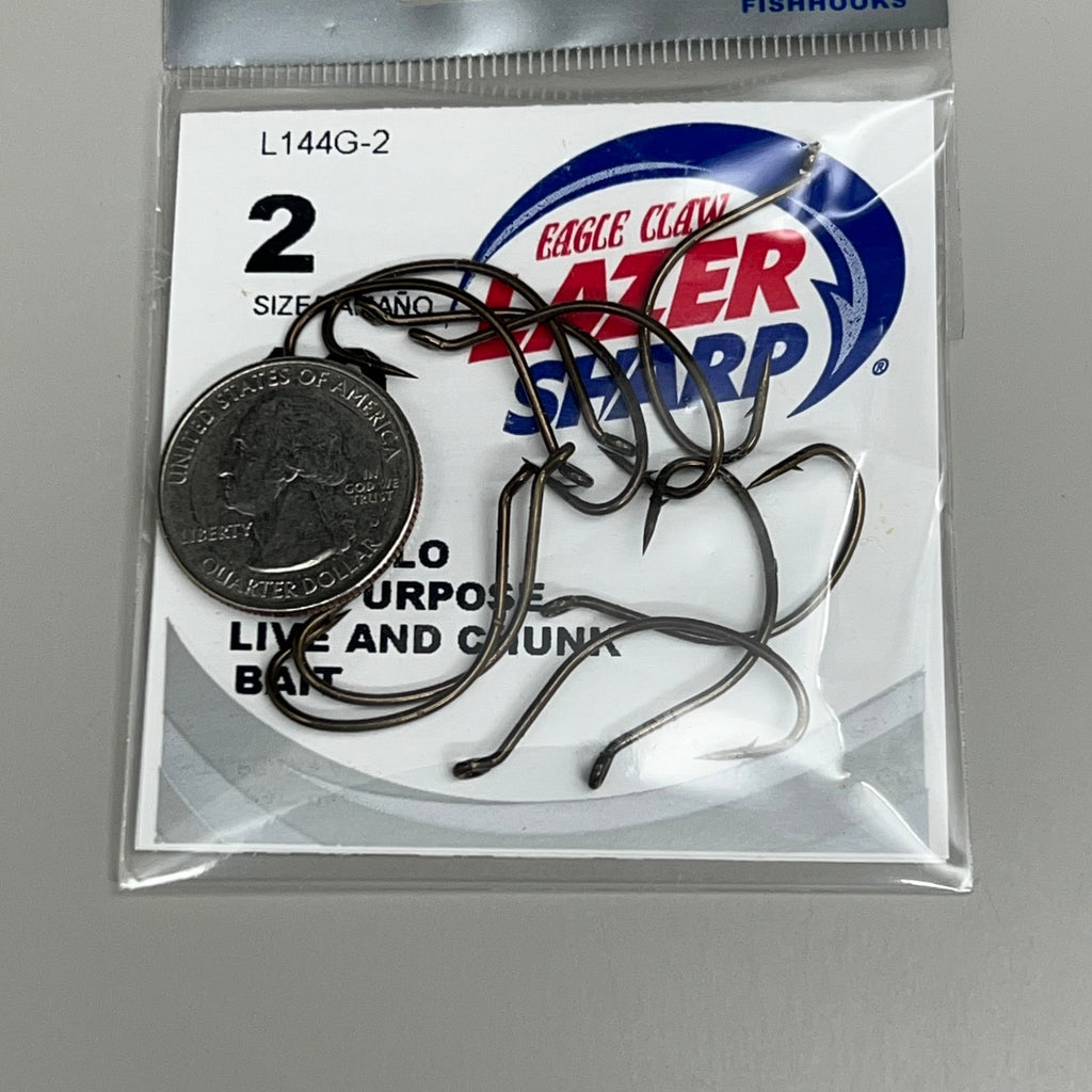 EAGLE CLAW (5 PACK) All Purpose Khale Live/Chunk Bait Bronze #2 10pc L144G-2 – view 2