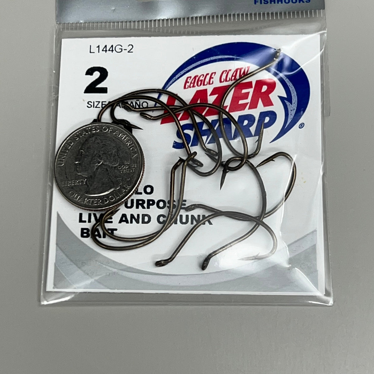 EAGLE CLAW (5 PACK) All Purpose Khale Live/Chunk Bait Bronze #2 10pc L144G-2 – view 2
