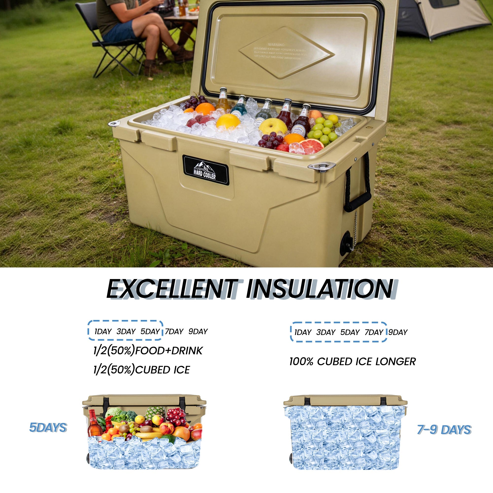 85 Quart Khaki Cooler – Bear-Resistant Rotomolded Ice Chest