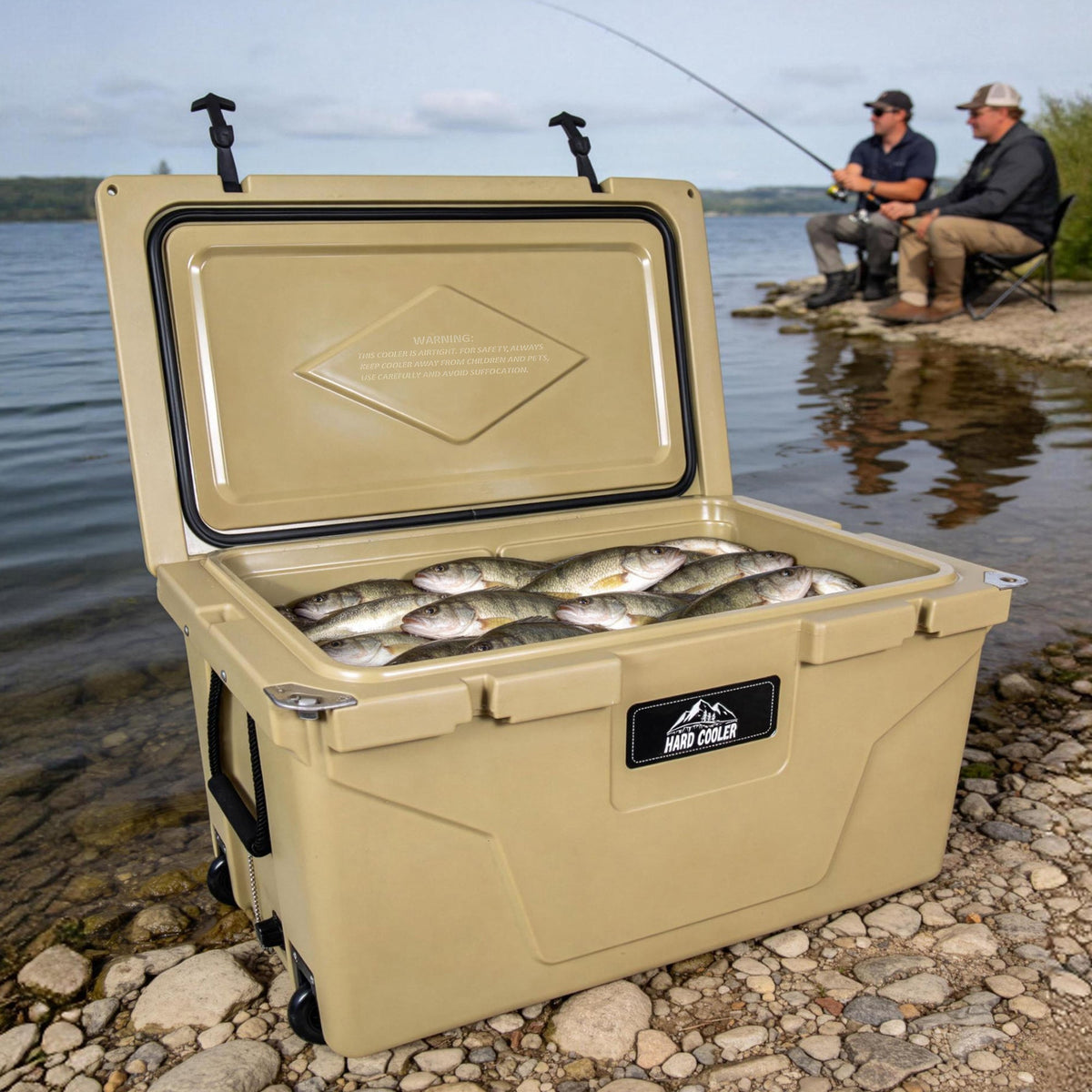 110 Quart Khaki Cooler, Rotomolded Insulated Ice Chest – view 5