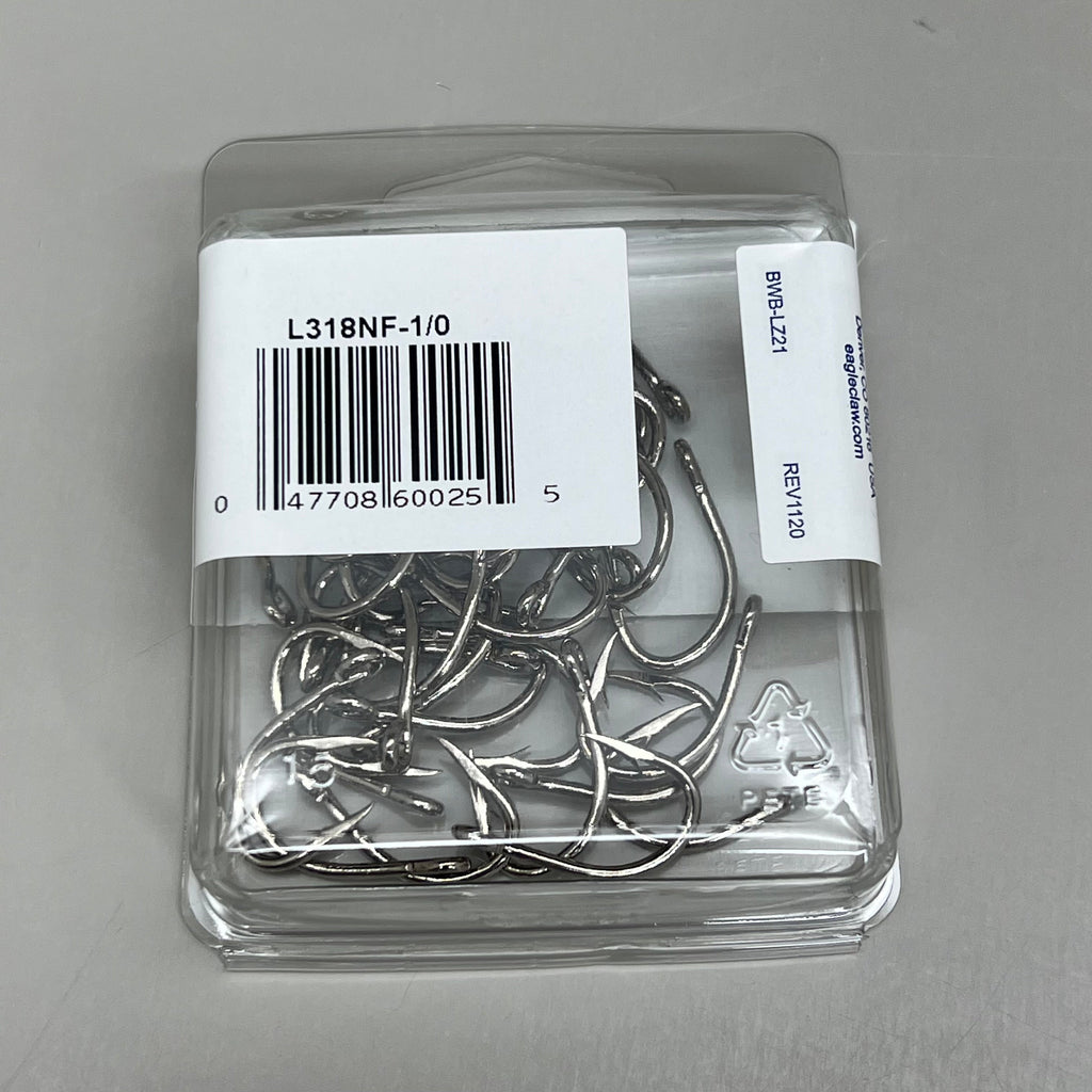 EAGLE CLAW (5 PACK)Lazer Sharp Live Bait in Saltwater Hooks #1/0 40pc L318NF-1/0 – view 6