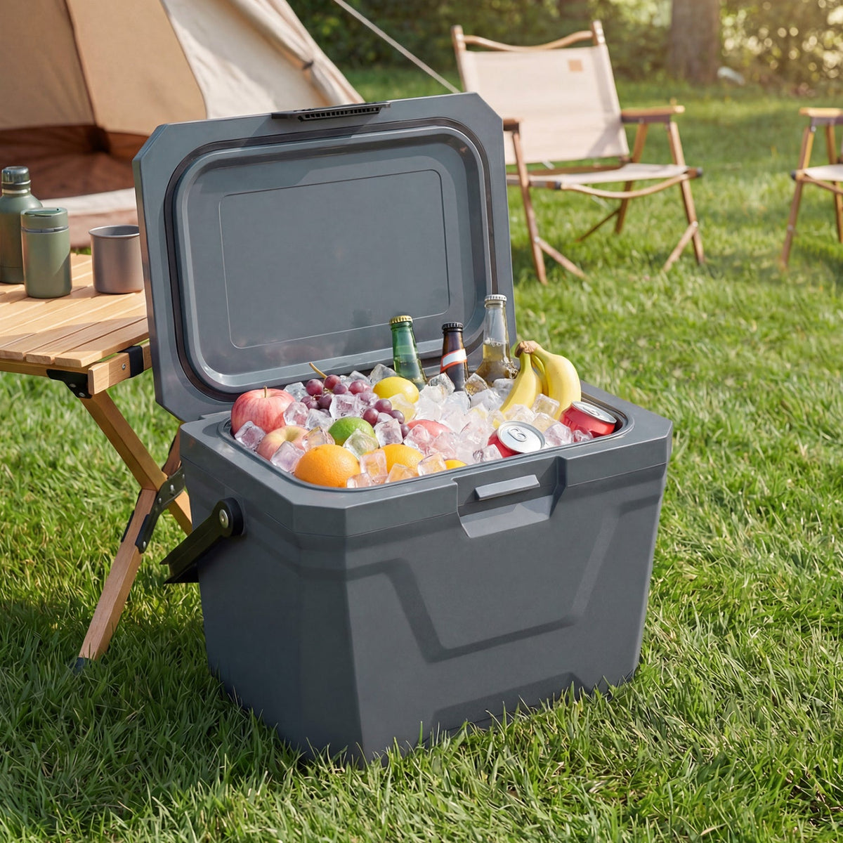 Insulated Portable Cooler Hard Shell Ice Chest with 2 Cup Holders – view 9