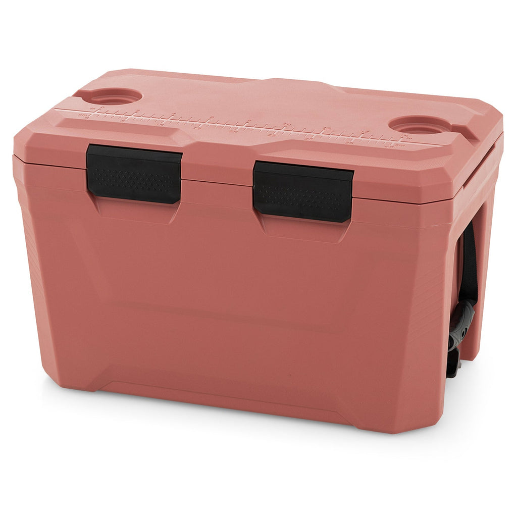 Insulated Portable Cooler Hard Shell Ice Chest with 2 Cup Holders Bottle Opener and Drain Plug