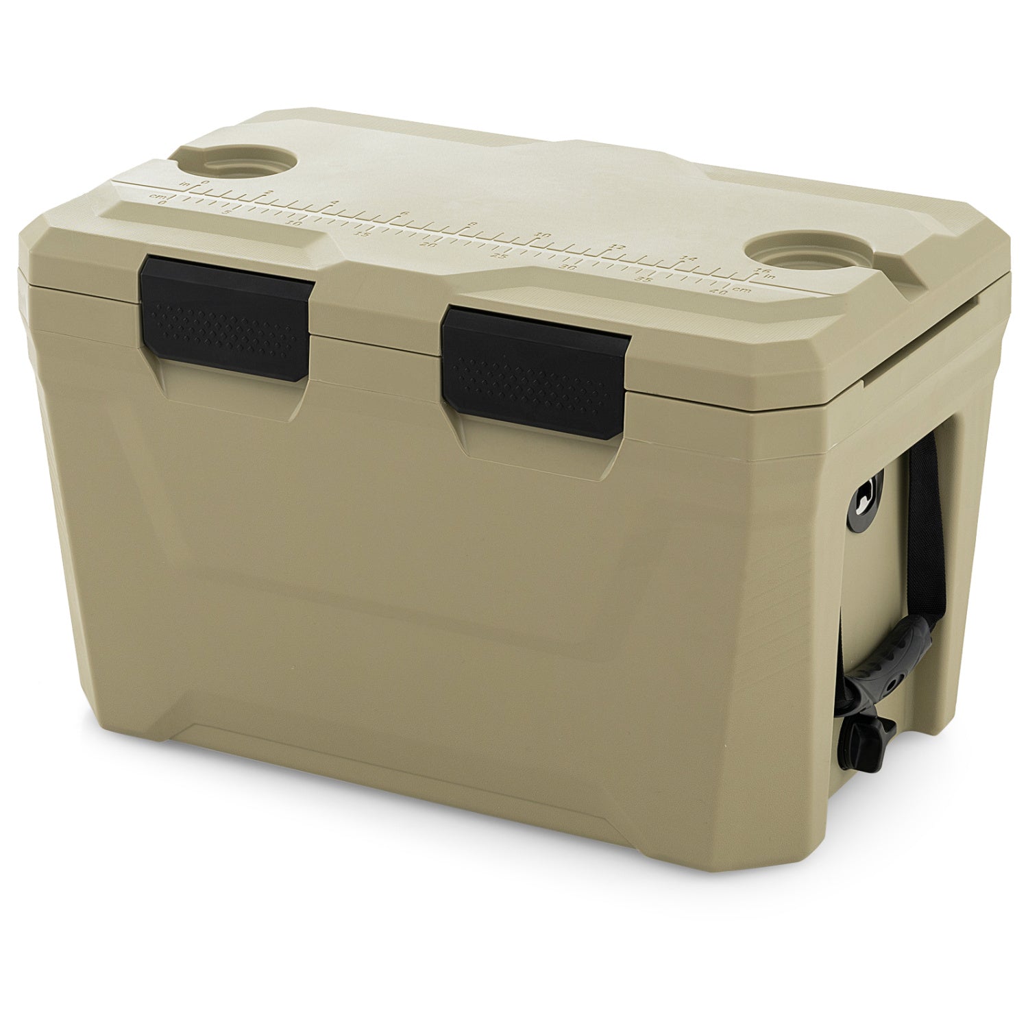 Insulated Portable Cooler Hard Shell Ice Chest with 2 Cup Holders Bottle Opener and Drain Plug
