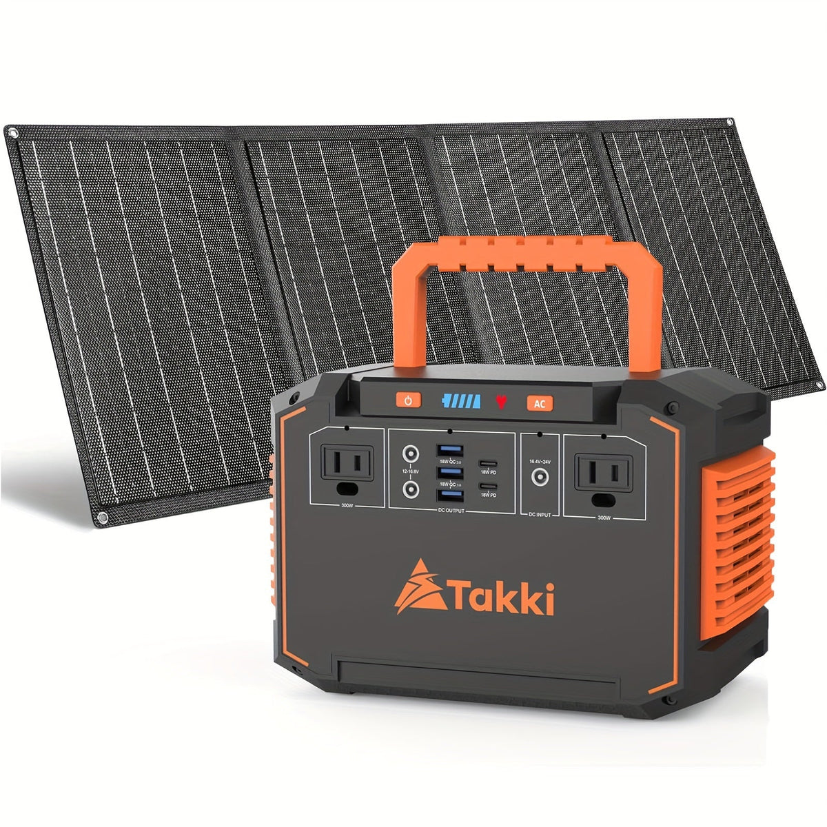 300W Portable Power Station Solar Generator w/ Foldable Solar Panel Camping Backup Power Supply – view 5