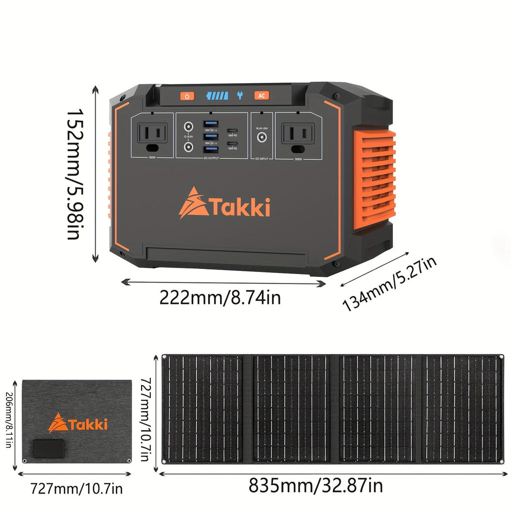 300W Portable Power Station Solar Generator w/ Foldable Solar Panel Camping Backup Power Supply – view 7