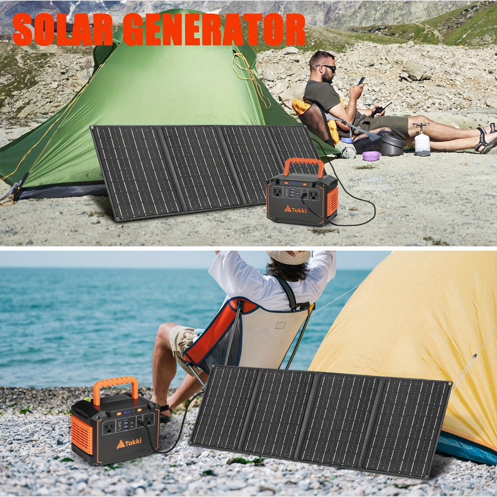 300W Portable Power Station Solar Generator w/ Foldable Solar Panel Camping Backup Power Supply – view 9