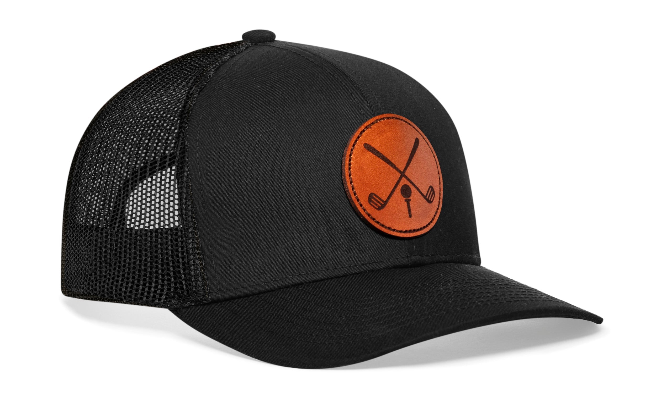 Golf Trucker Hat Leather  |  Black Club X Snapback