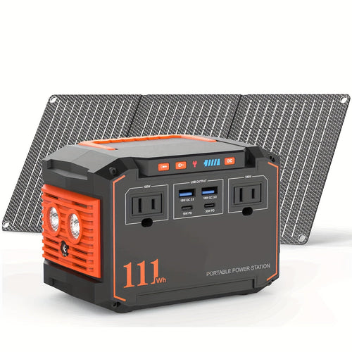 300W Portable Power Station Solar Generator w/ Foldable Solar Panel Camping Backup Power Supply – view 2
