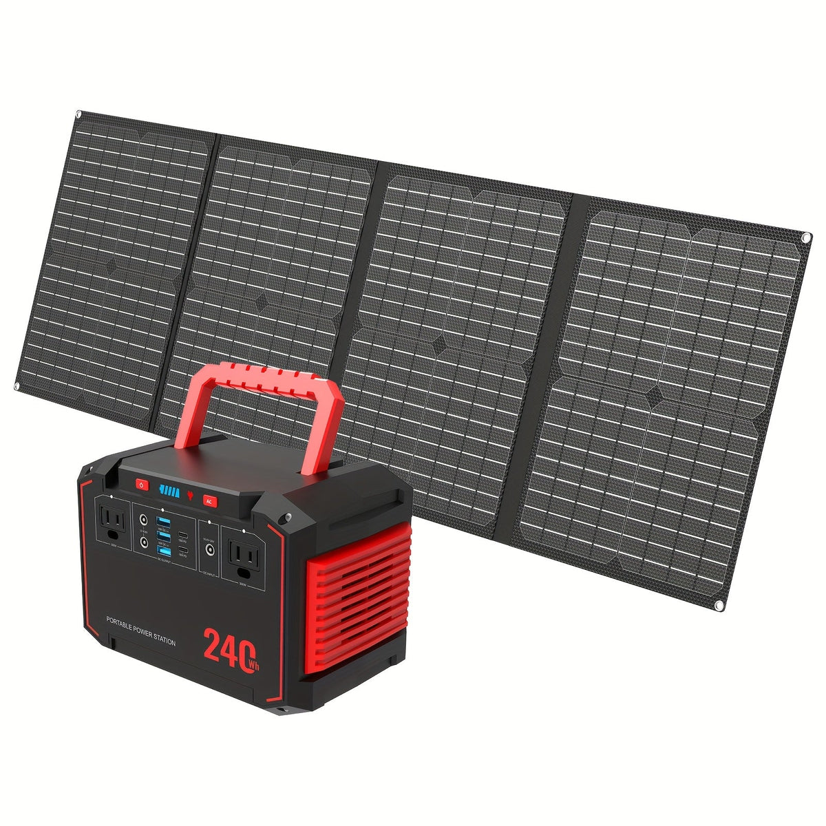 300W Portable Power Station Solar Generator w/ Foldable Solar Panel Camping Backup Power Supply – view 3
