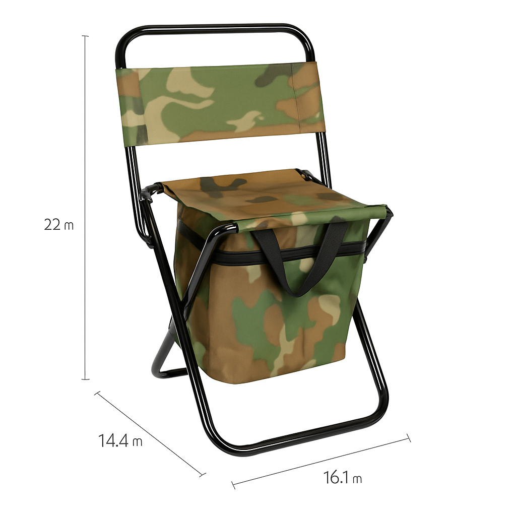 Foldable Fishing Chair with Backrest and Cooler Bag