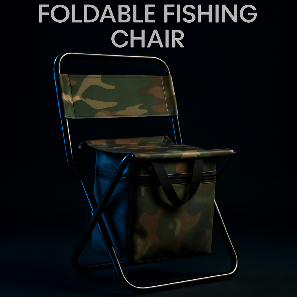 Foldable Fishing Chair with Backrest and Cooler Bag