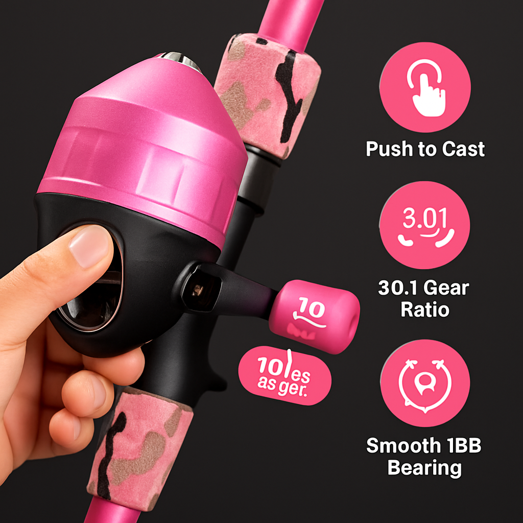 Kids Fishing Pole Set - Telescopic Rod & Spincast Reel Kit