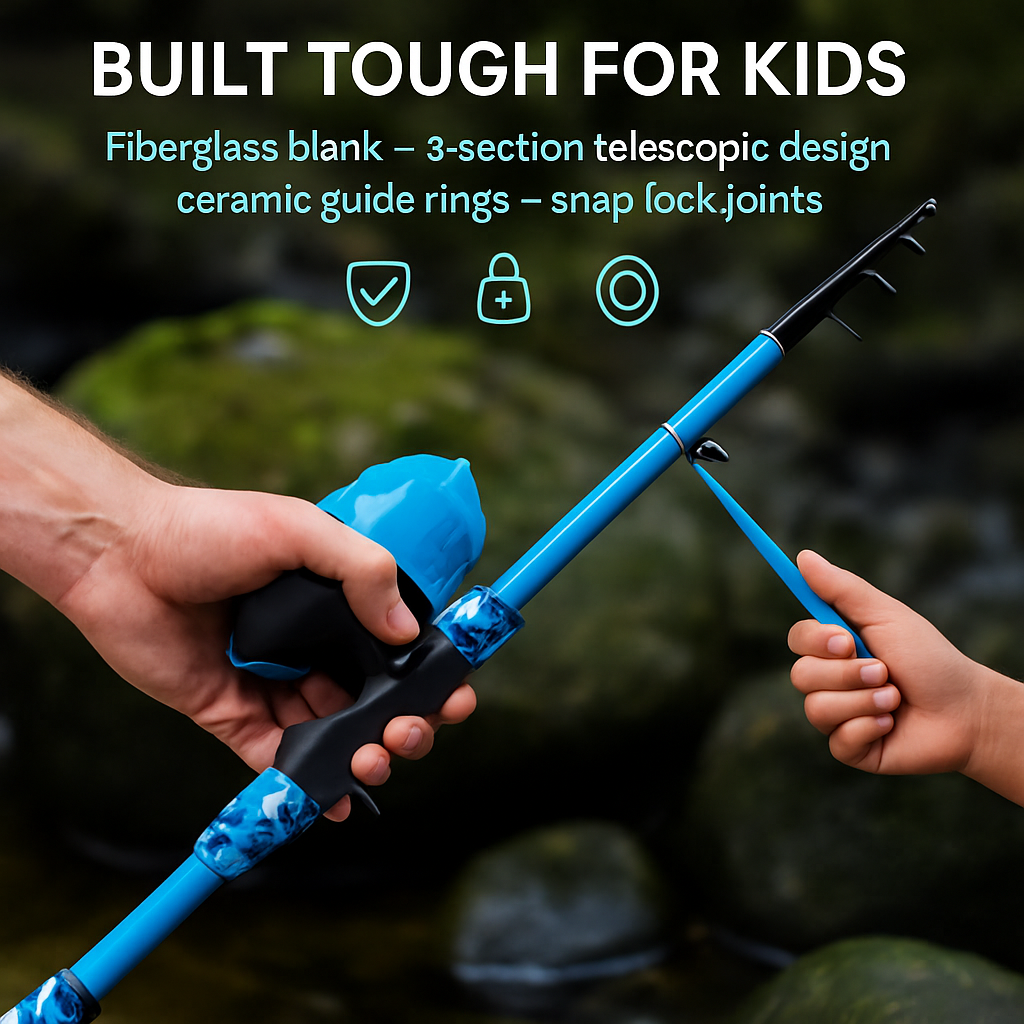 Kids Fishing Pole Set - Telescopic Rod & Spincast Reel Kit