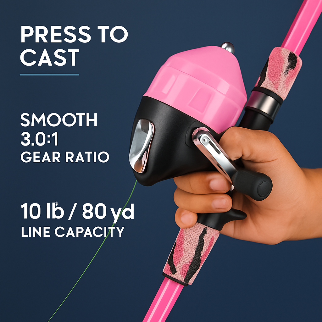 Kids Fishing Pole Set - Telescopic Rod & Spincast Reel Kit