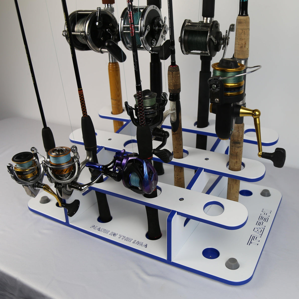 Made in the USA Fishing Rod Rack | 12 Pole Waterproof Wash-down | Dock, Garage, Boat, Storage – view 7
