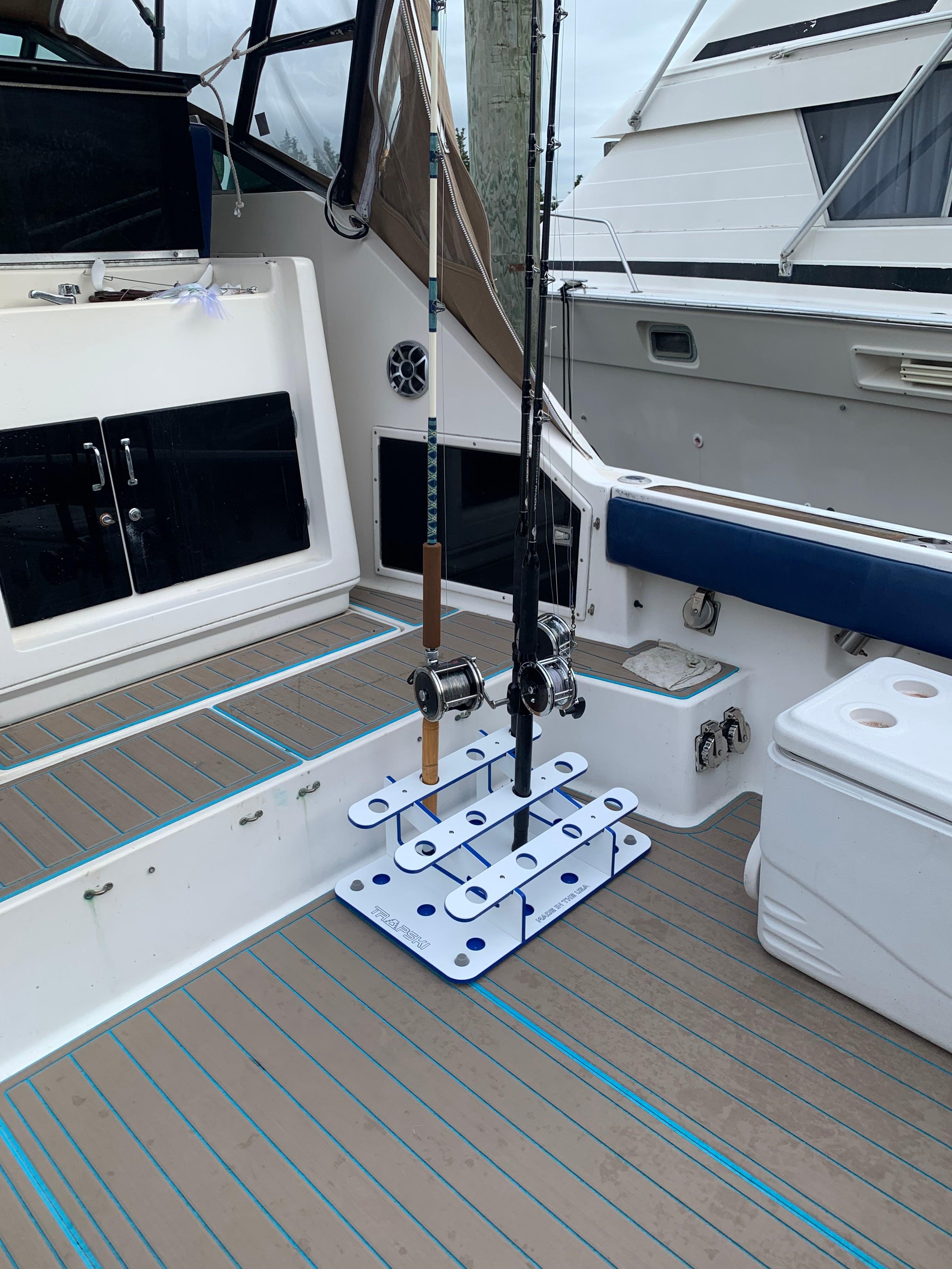 Made in the USA Fishing Rod Rack | 12 Pole Waterproof Wash-down | Dock, Garage, Boat, Storage