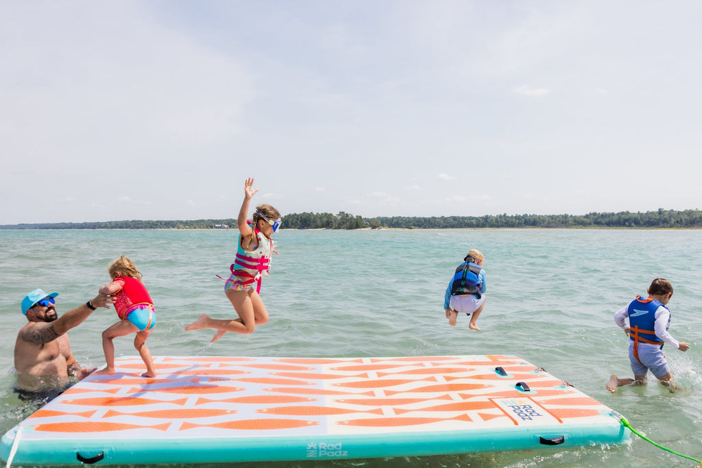 RadPadz® Cannonballer – Fish | 6'x12' Inflatable Dock Platform